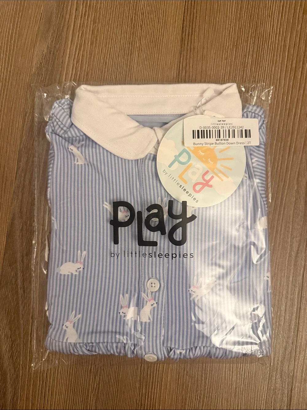 NWT Little Sleepies Bunny Stripe Button Down Dress - 2T
